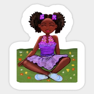 Anime girl Summer sunshine Princess Cute black girl Melanin Afro African American Sticker